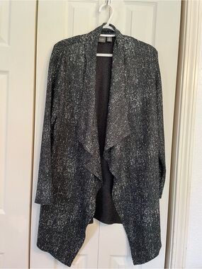 Chico's Black Cardigan with Silver Metallic Threading